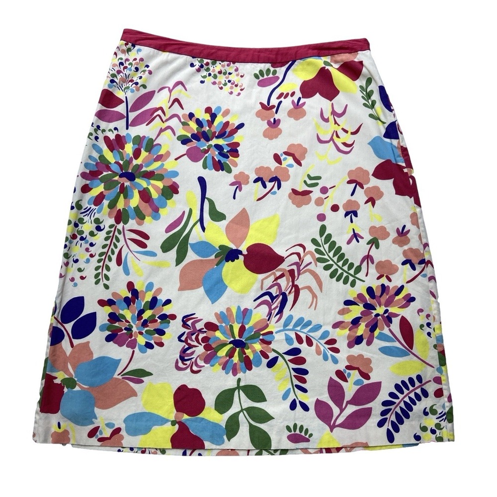 Boden Skirt Womens 6 Multicolor Floral Cotton A Line Knee Length Lined Twill